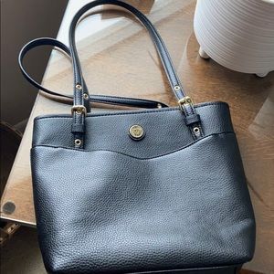 Black leather shoulder bag
